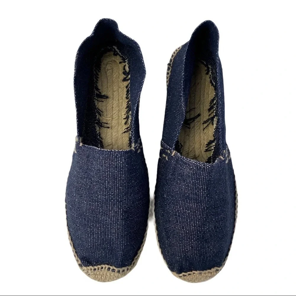 Cousu Main Slip on Espadrille Denim Shoes